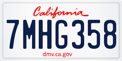 CA license plate 7MHG358