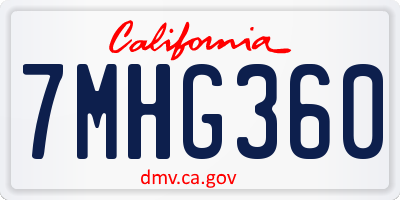 CA license plate 7MHG360