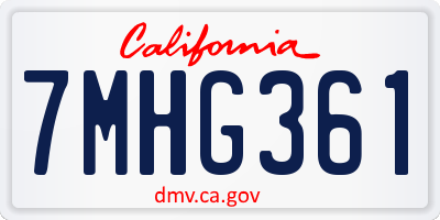 CA license plate 7MHG361