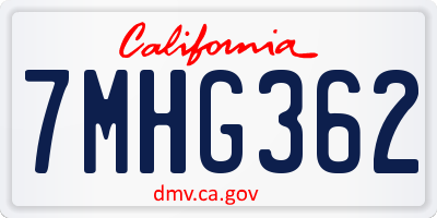 CA license plate 7MHG362