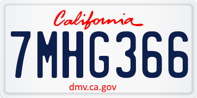 CA license plate 7MHG366