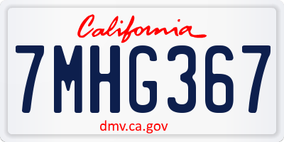 CA license plate 7MHG367