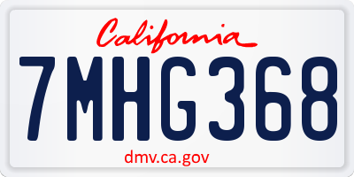 CA license plate 7MHG368