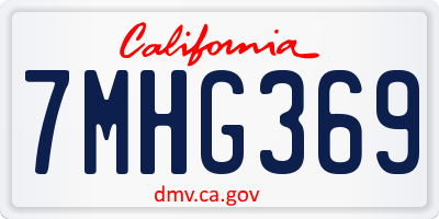 CA license plate 7MHG369