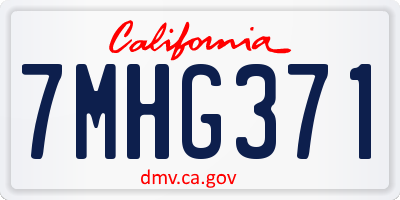 CA license plate 7MHG371