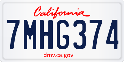 CA license plate 7MHG374
