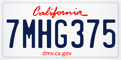 CA license plate 7MHG375