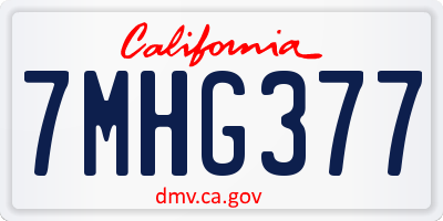 CA license plate 7MHG377