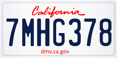 CA license plate 7MHG378