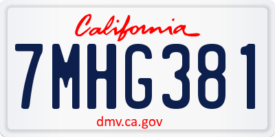 CA license plate 7MHG381