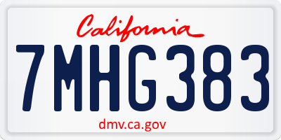 CA license plate 7MHG383