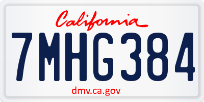 CA license plate 7MHG384