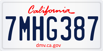 CA license plate 7MHG387