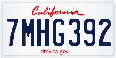 CA license plate 7MHG392