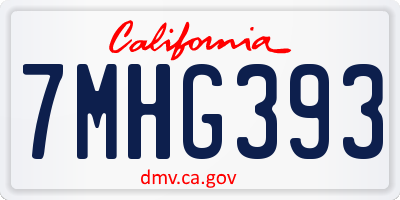 CA license plate 7MHG393