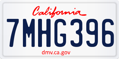 CA license plate 7MHG396