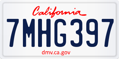 CA license plate 7MHG397