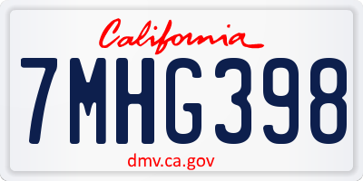 CA license plate 7MHG398
