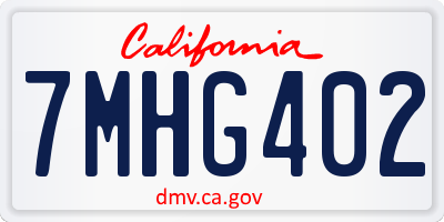 CA license plate 7MHG402