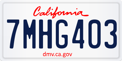 CA license plate 7MHG403