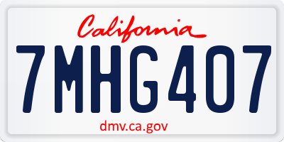 CA license plate 7MHG407