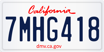 CA license plate 7MHG418