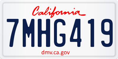 CA license plate 7MHG419