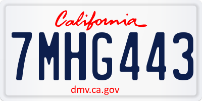 CA license plate 7MHG443