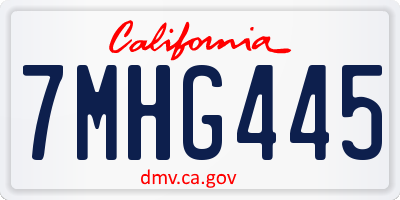 CA license plate 7MHG445