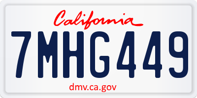 CA license plate 7MHG449