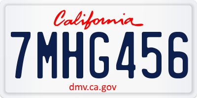 CA license plate 7MHG456