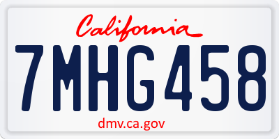 CA license plate 7MHG458