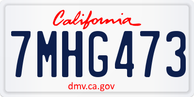 CA license plate 7MHG473