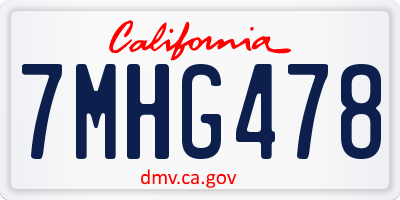 CA license plate 7MHG478