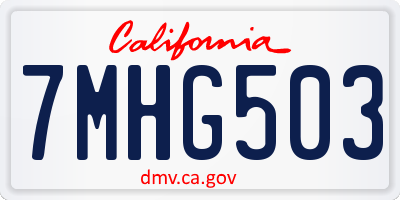 CA license plate 7MHG503