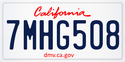 CA license plate 7MHG508