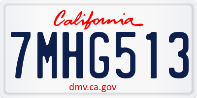 CA license plate 7MHG513