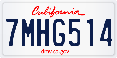 CA license plate 7MHG514