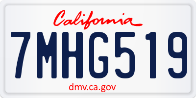 CA license plate 7MHG519