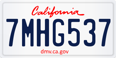 CA license plate 7MHG537