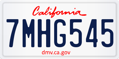 CA license plate 7MHG545