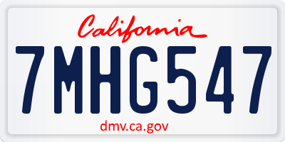 CA license plate 7MHG547