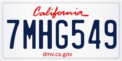 CA license plate 7MHG549