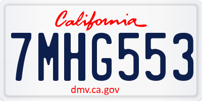 CA license plate 7MHG553