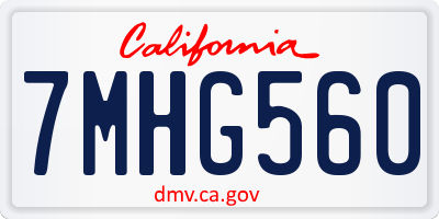 CA license plate 7MHG560