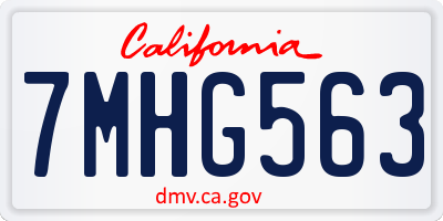 CA license plate 7MHG563