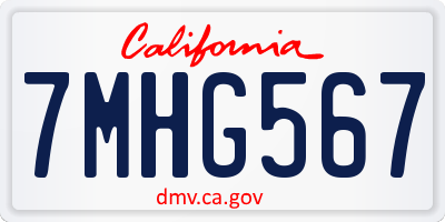CA license plate 7MHG567