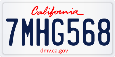 CA license plate 7MHG568