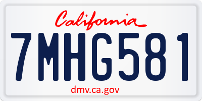 CA license plate 7MHG581