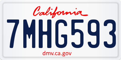 CA license plate 7MHG593